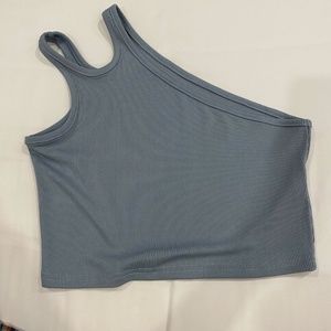 ribbed one shoulder cutout crop top